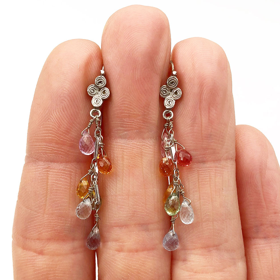 Thumbnail: Drop Sapphire Earrings - Rainbow