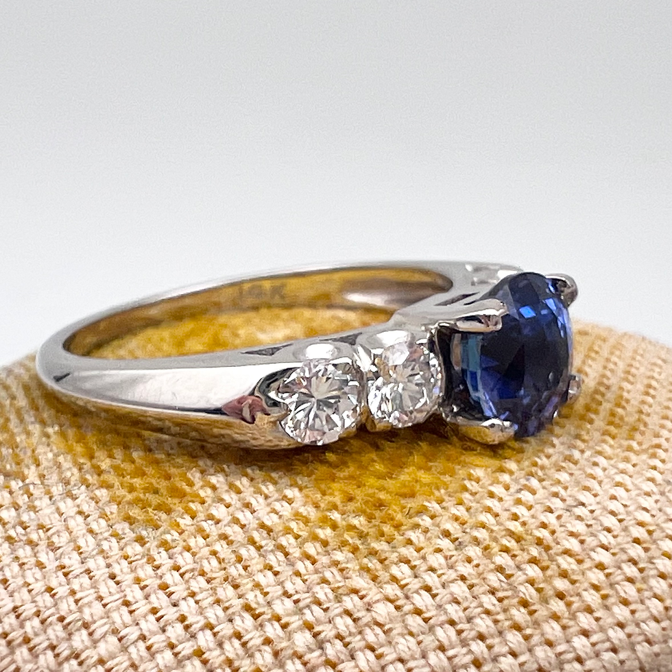 Thumbnail: Art Deco 14K White Gold Sapphire & Diamond Ring — 1.01 carat Sapphire