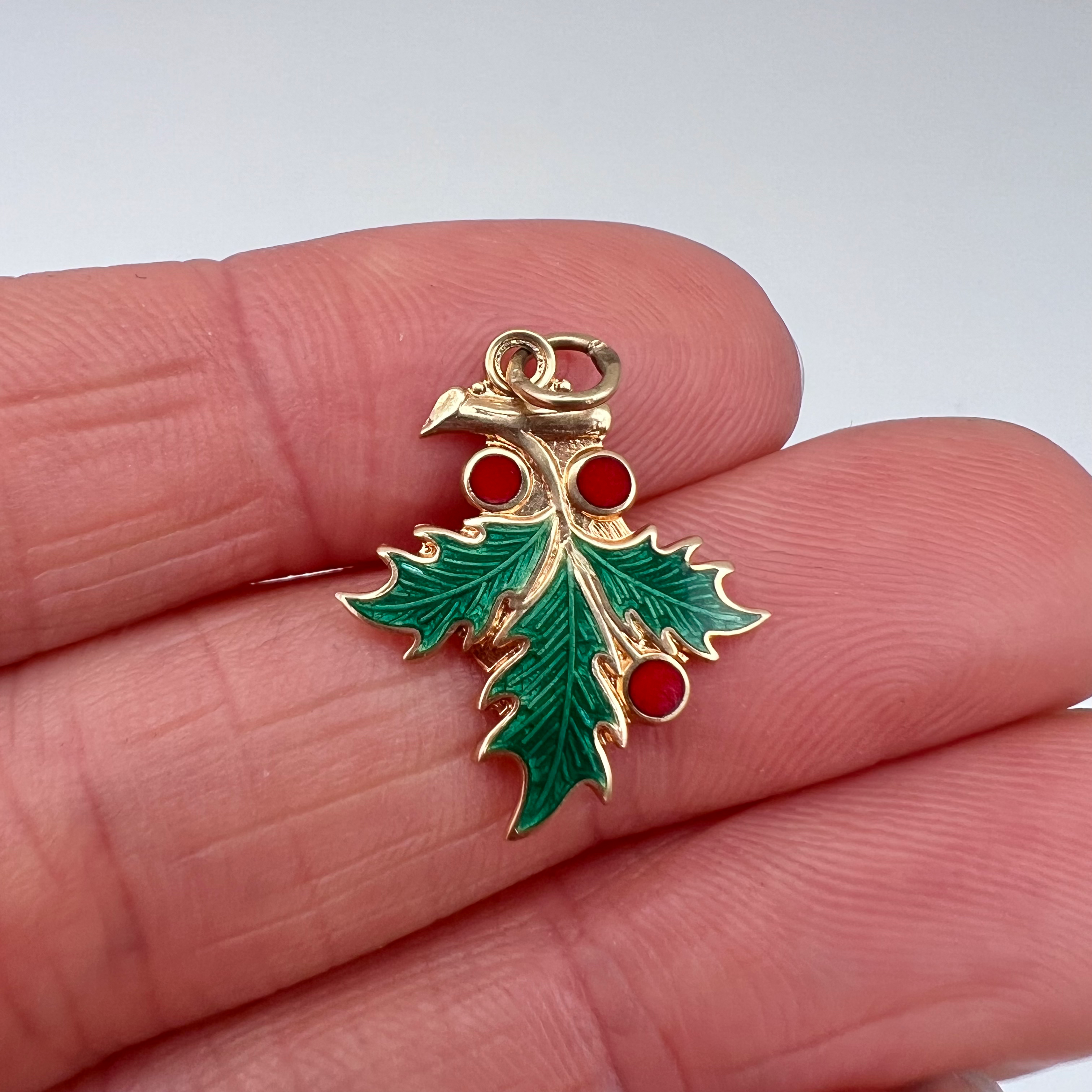 Vintage Enamel Holly Charm