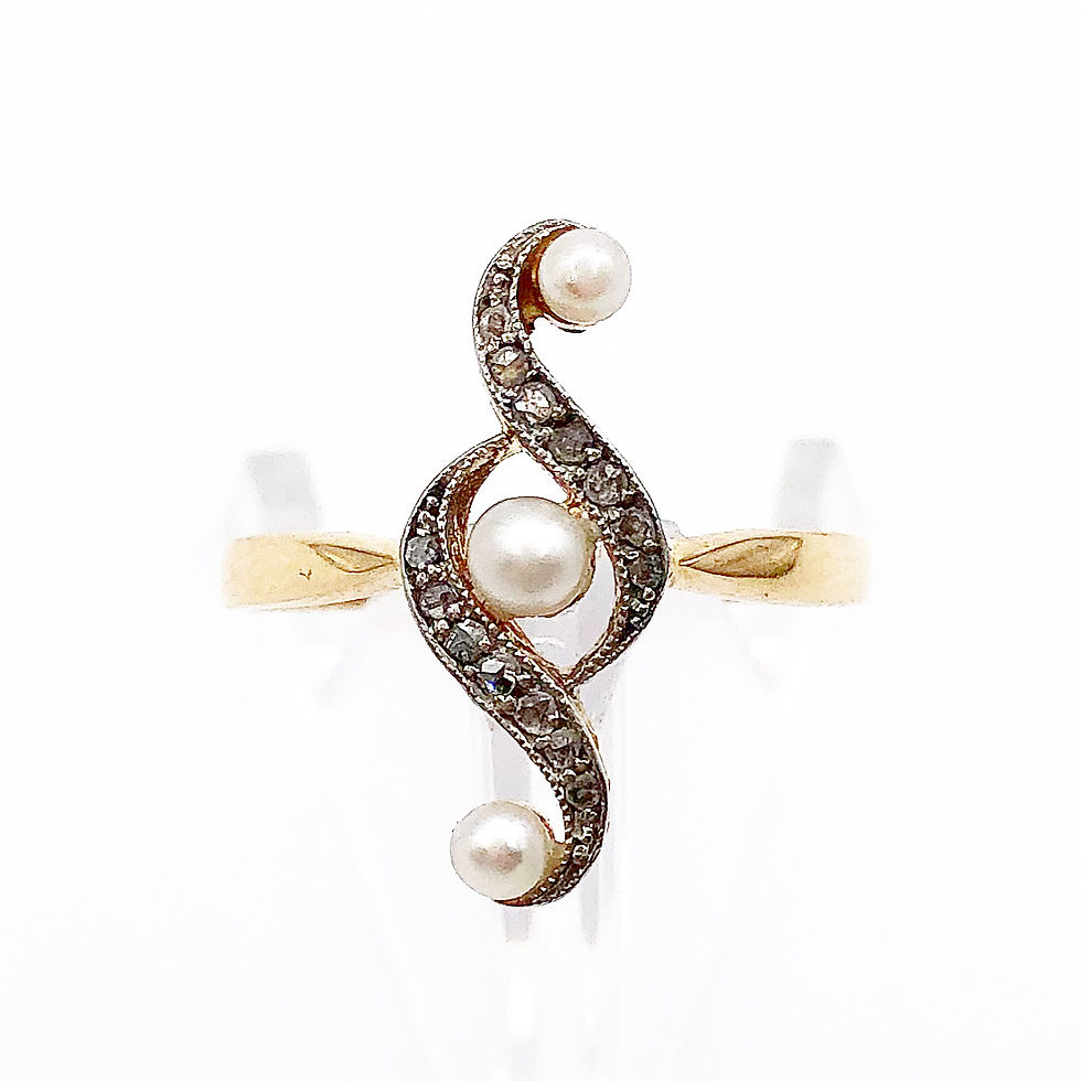 Thumbnail: Rose Cut Diamond & Pearl Ring