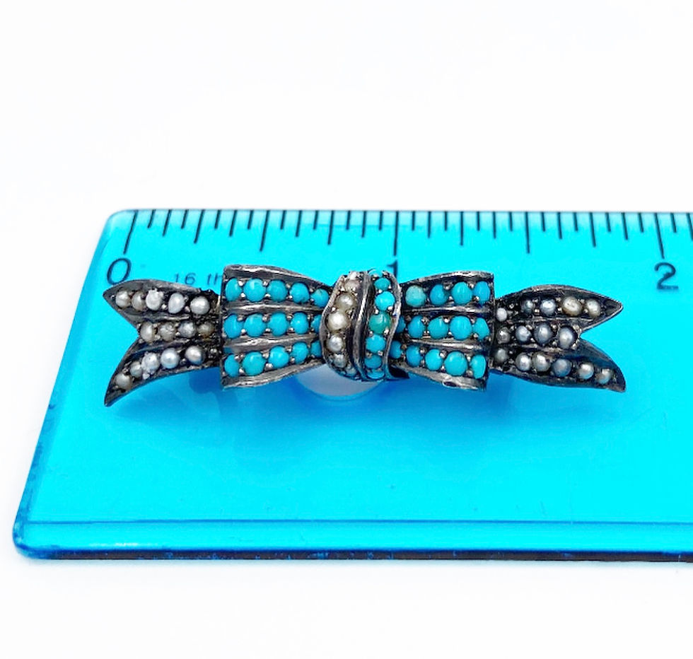 Thumbnail: Turquoise & Pearl Bow Brooch