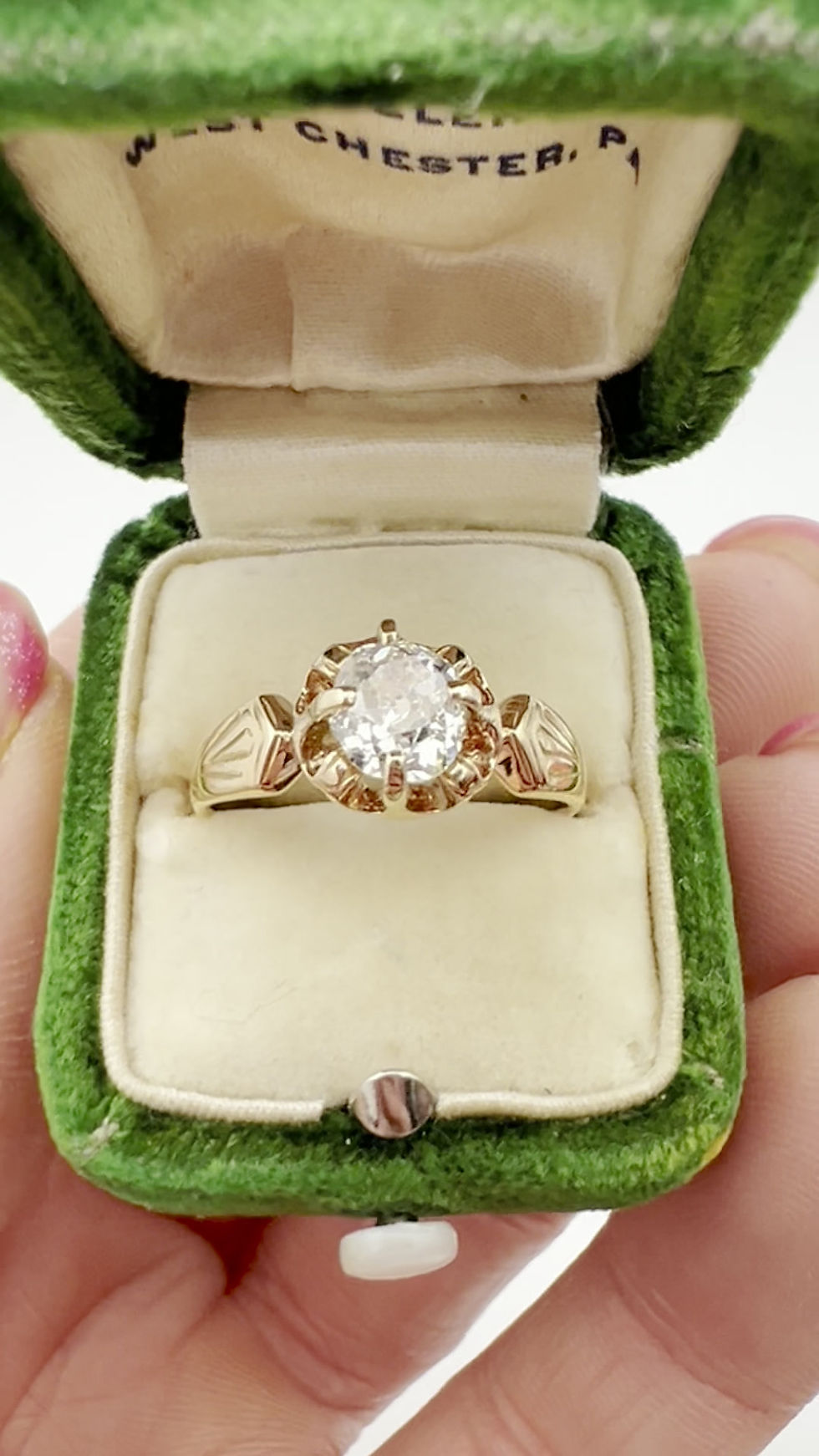 Thumbnail: Old Mine Cut Diamond Engagement Ring
