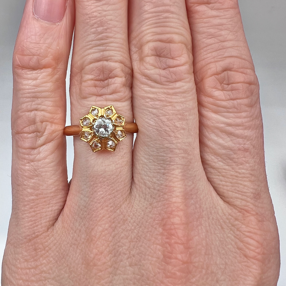 Thumbnail: Antique 18K Yellow Gold Diamond Cluster Ring