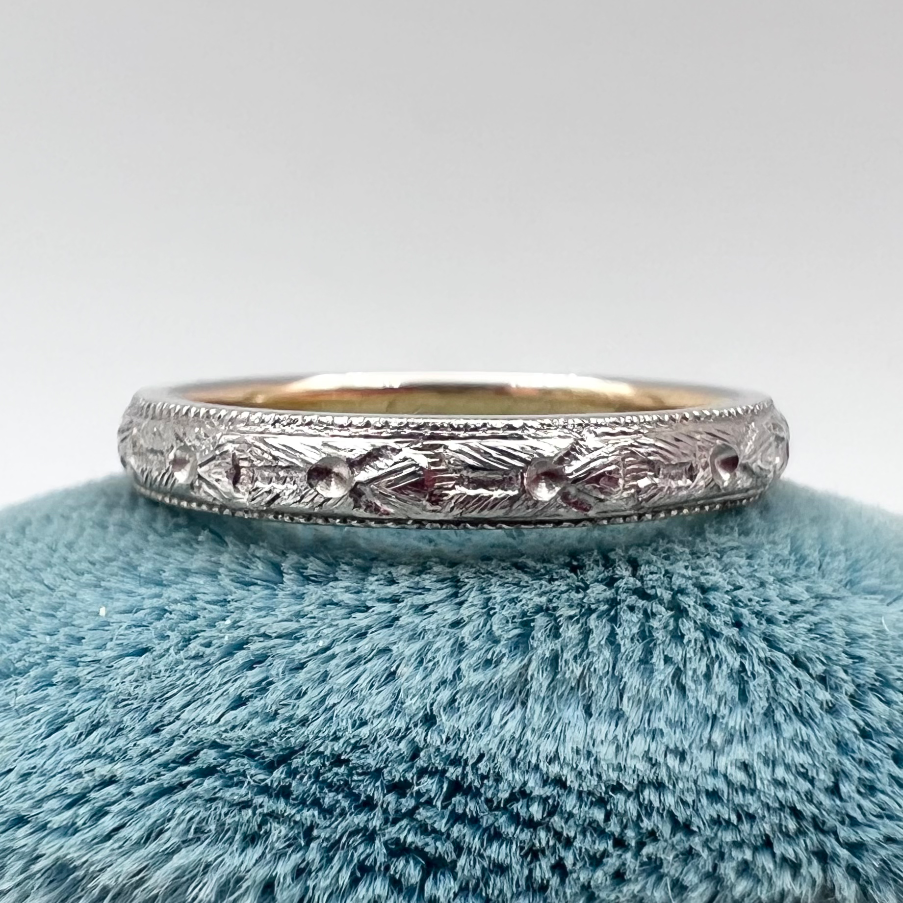 Antique 18K White Gold Band with Yellow Gold Interior