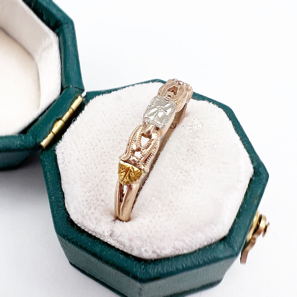 Thumbnail: WWII 14k White & Yellow Gold Band