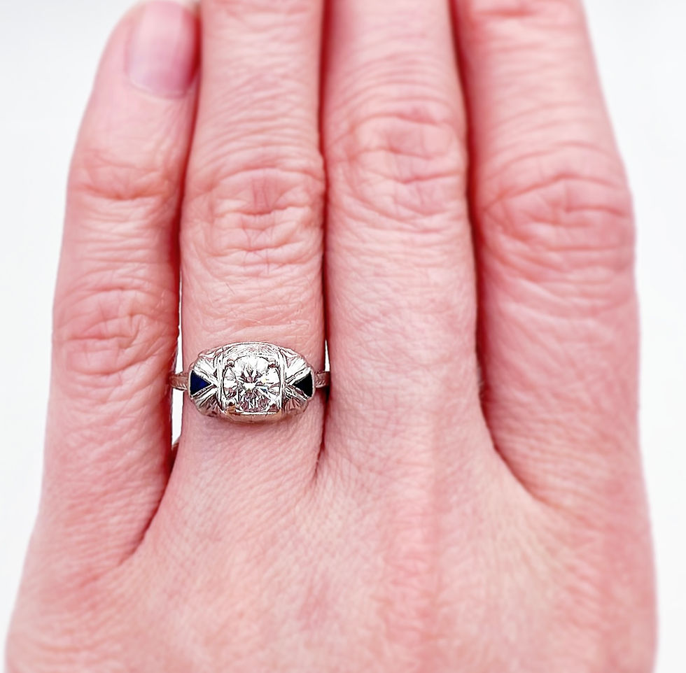 Thumbnail: Art Deco Diamond & Sapphire Engagement Ring