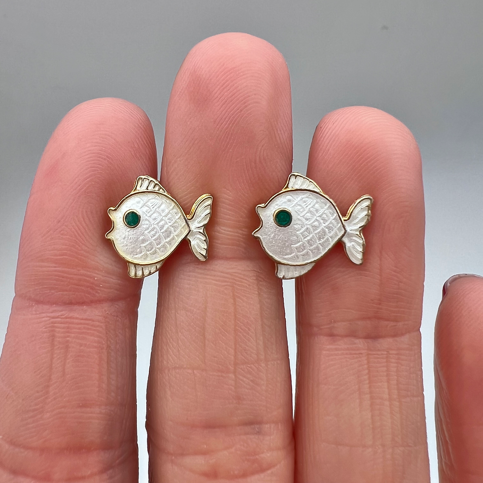 Thumbnail: Danish Sterling Enamel Fish Earrings