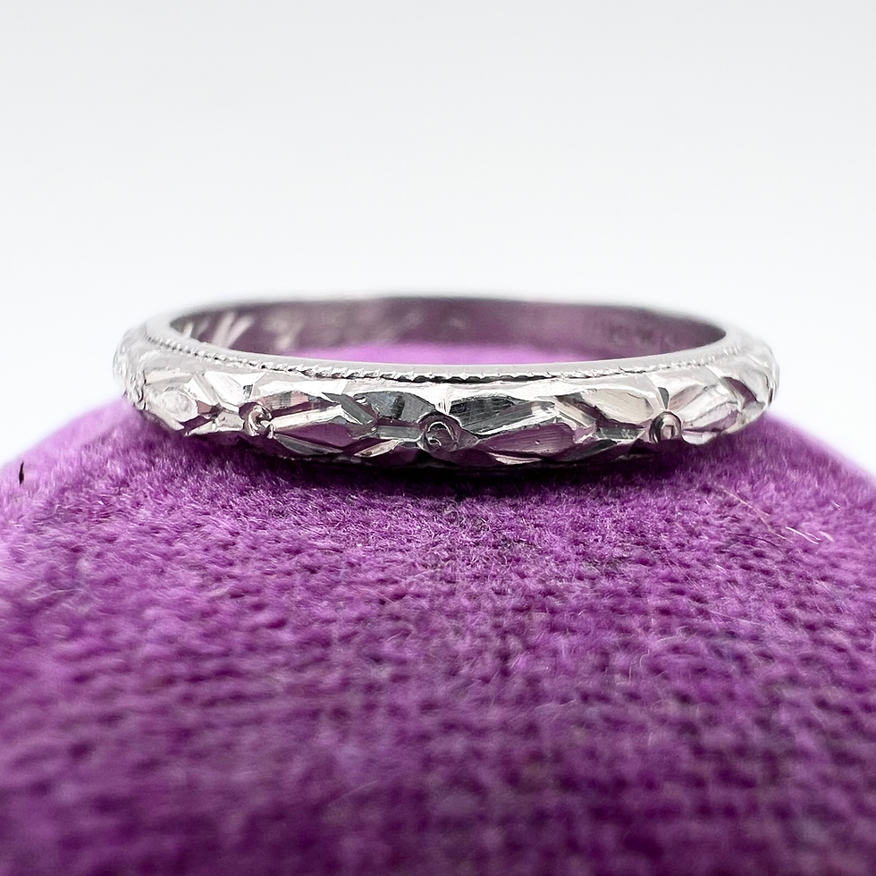 Antique Platinum Wedding Band with Orange Blossom Motif (Dated 1913)
