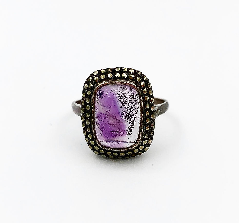 Thumbnail: Cabochon Amethyst & Marcasite Ring
