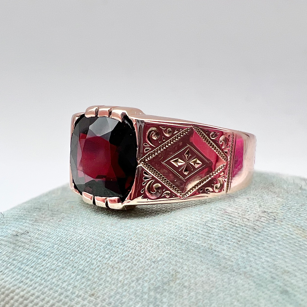 Thumbnail: Victorian Era Rose Gold Garnet Ring