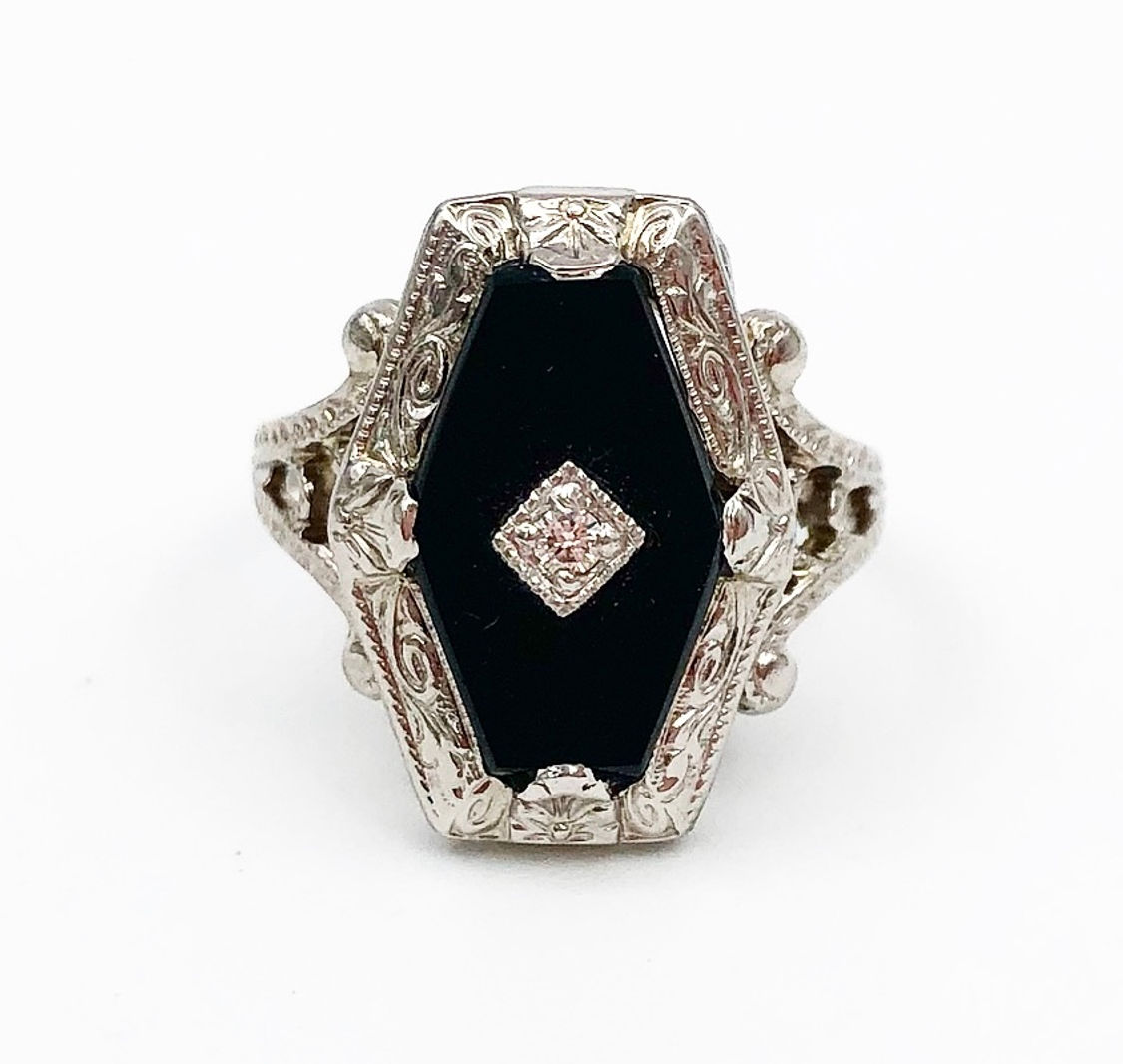 Art Deco Onyx & Diamond Ring