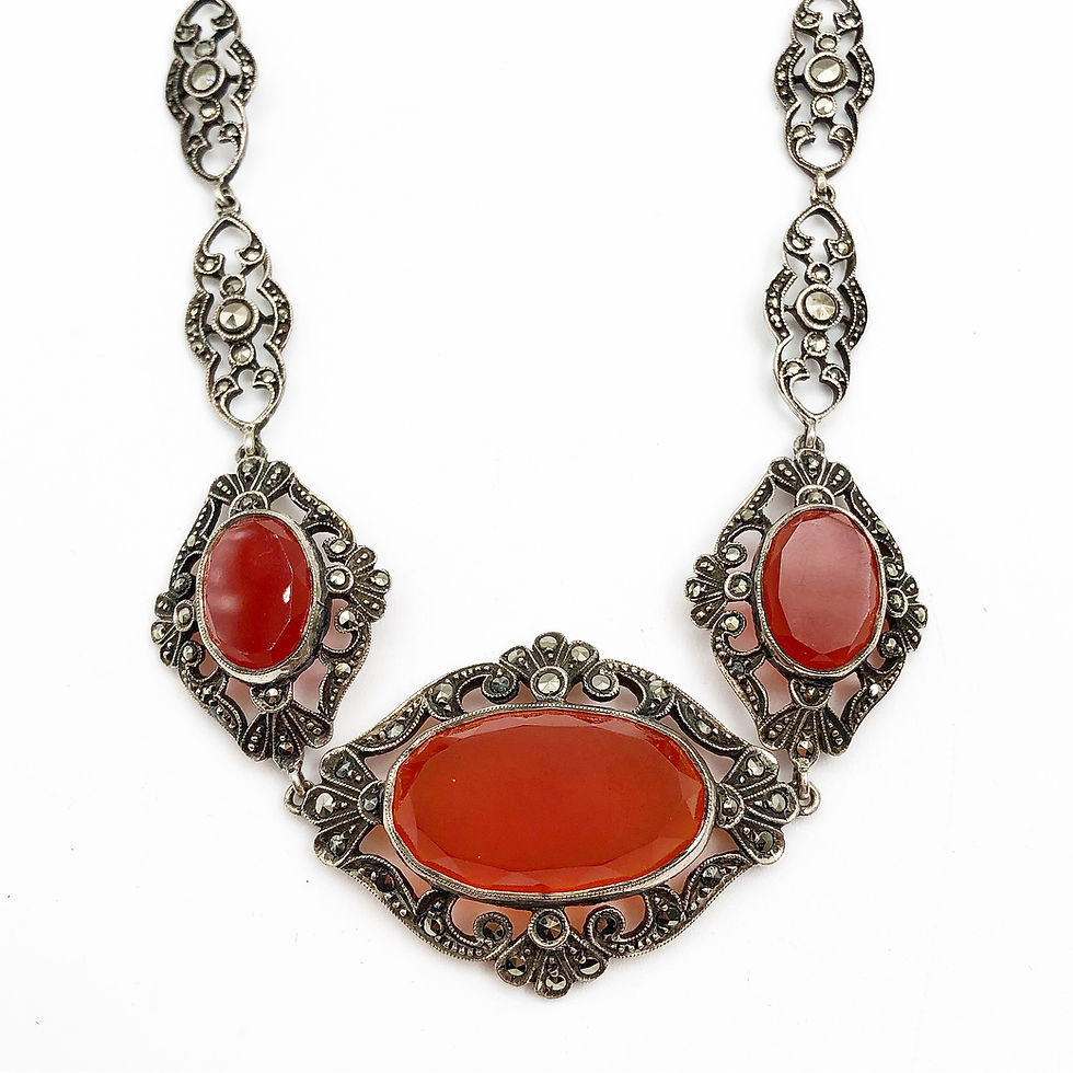 Thumbnail: Art Deco Cornelian & Marcasite Necklace