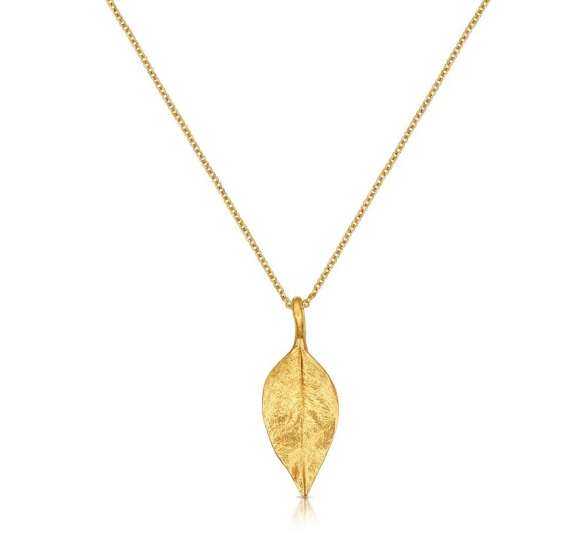 14K Yellow Gold Leaf Pendant 