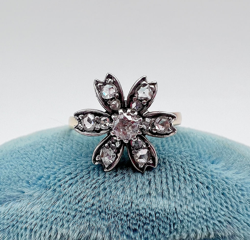 Thumbnail: Antique Diamond Flower Ring