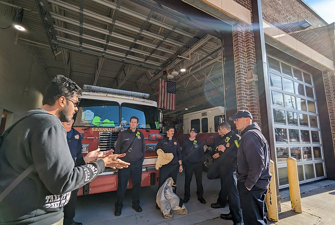 Somya Chowdhary conversing with fire department