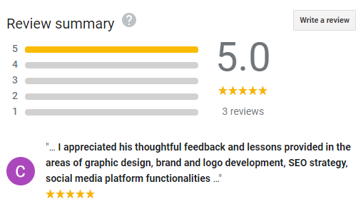 A screenshot of positive google reviews and interaction