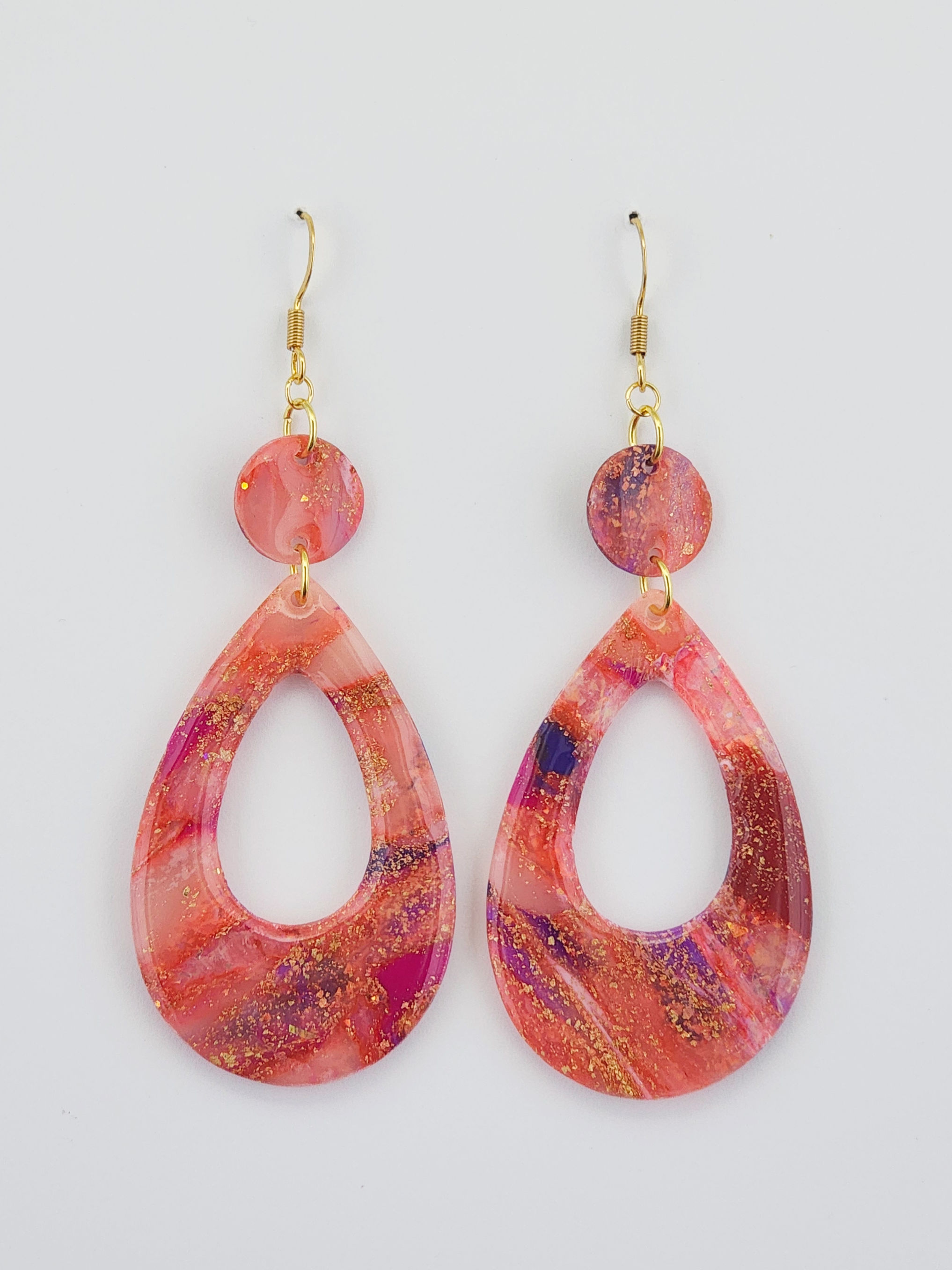 Coral Dreams Toggled Hollow TearDrop Dangles 18k - Lg