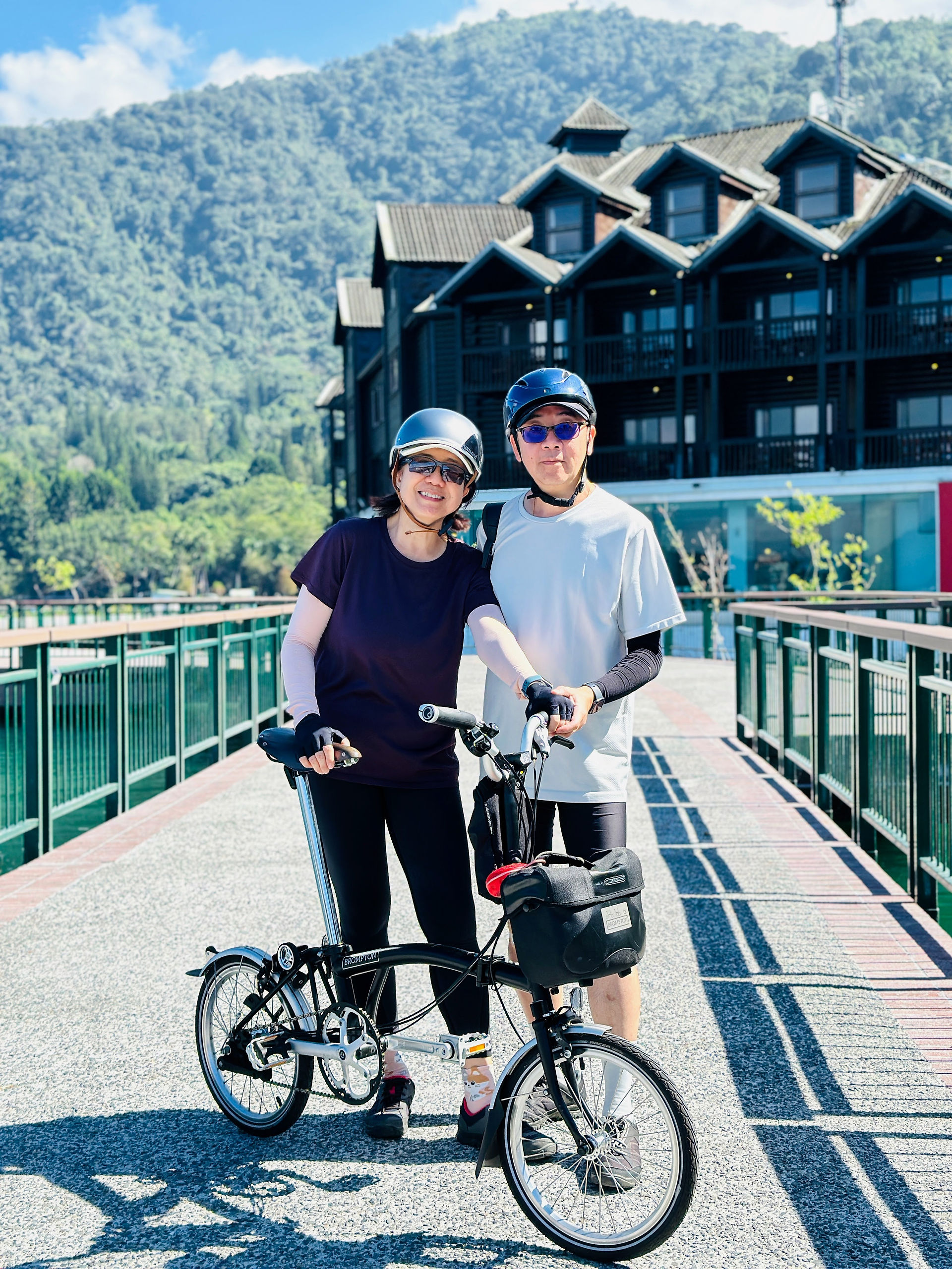 Photo of a rider and a partner with their brompton bike