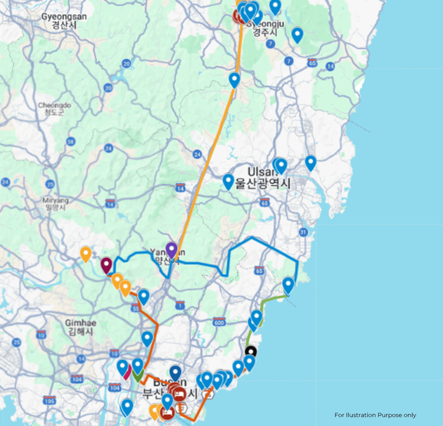 Brompton Tours South Korea Busan Map