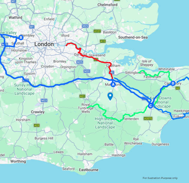 Brompton Tours UK Kent Map
