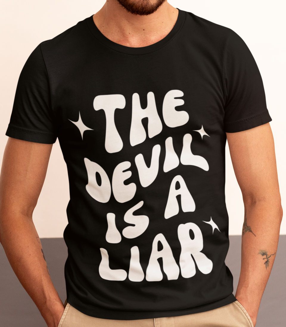 Unisex black The Devil Is a Liar tee – Christian apparel design