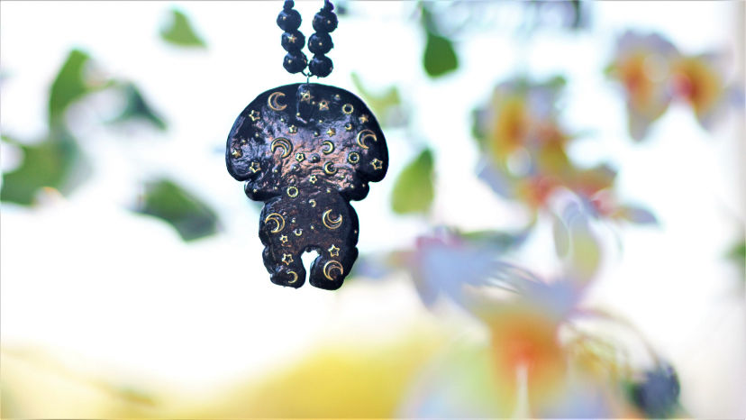 Thumbnail: Taino/Arawak Moon Goddess Midnight Moon Necklace Pendant Amulet SEALED IN RESIN