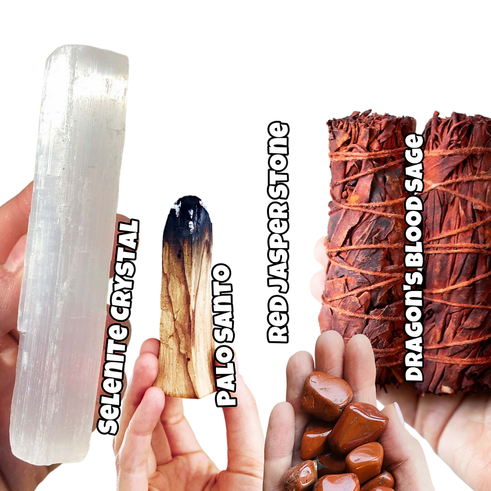 Thumbnail: 5 Pc Taino Guabonito Smudge Kit with SELENITE CRYSTAL PALO SANTO and SAGE