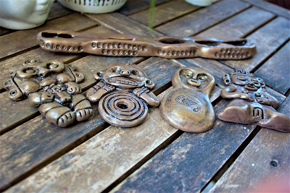 Thumbnail: Taino Inspired  Cemis Set Sculptures IN GOLD & STONE