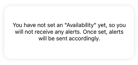 Messaggi informing that the "Availability" is not yet set.