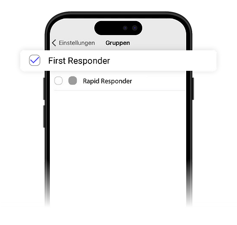 Smartphone icon displaying the user's profile as a first responder in the 'Gruppen und Bereich' app | Symbol eines Smartphone