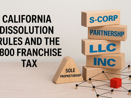 California Dissolution Rules and the $800 Franchise Tax — concise, accurate, and ready for client-facing use.