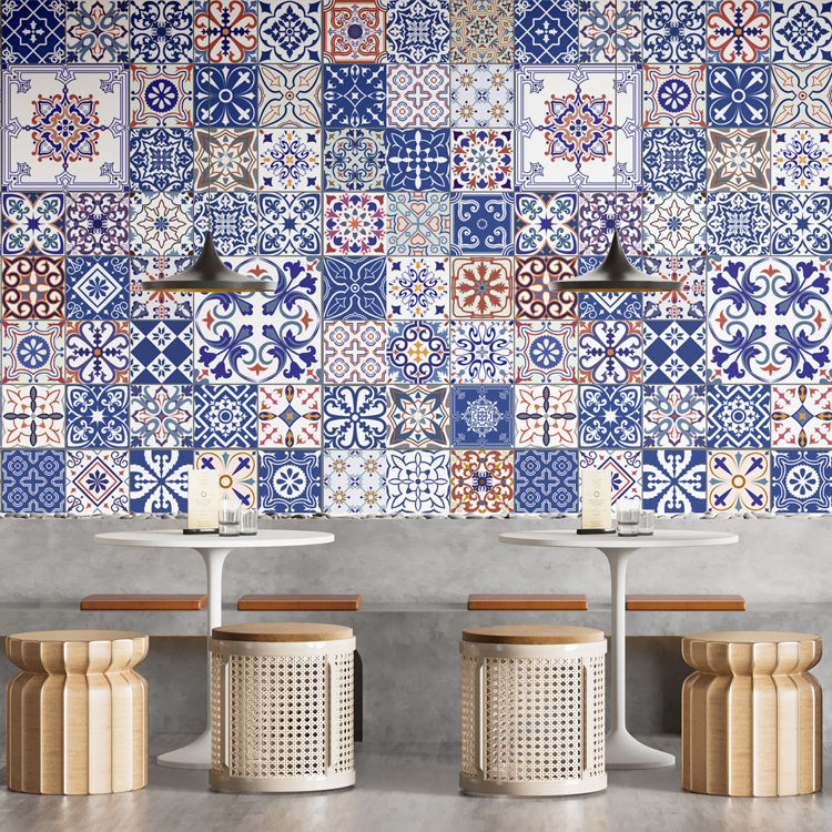 Thumbnail: Blue Tiles Wall Mural - Satin Graphic