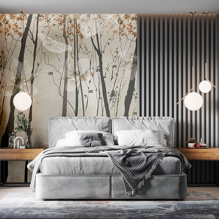 Thumbnail: Minimal Trees Wall Mural - Satin Graphic