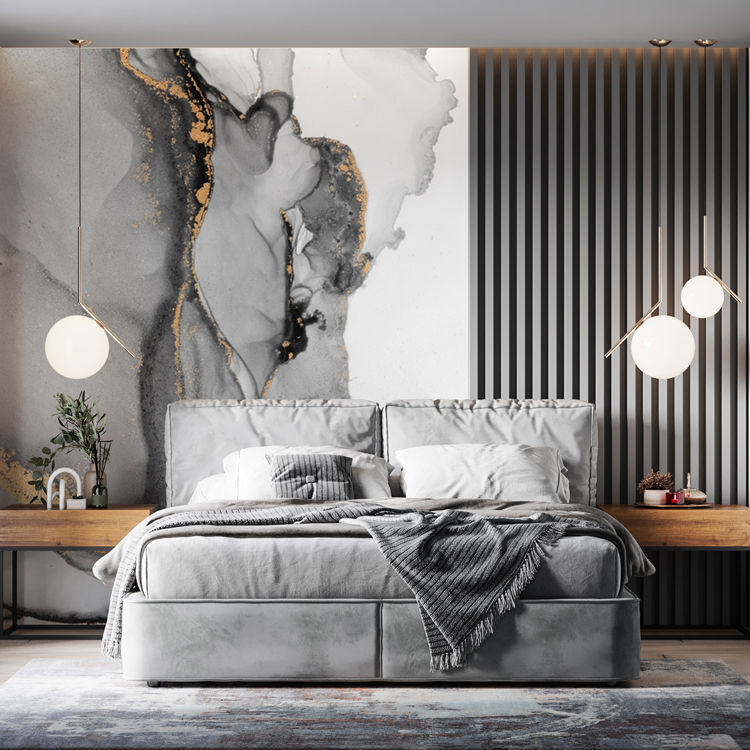 Thumbnail: White & Gray Abstract Marble Wall Mural - Satin Graphic
