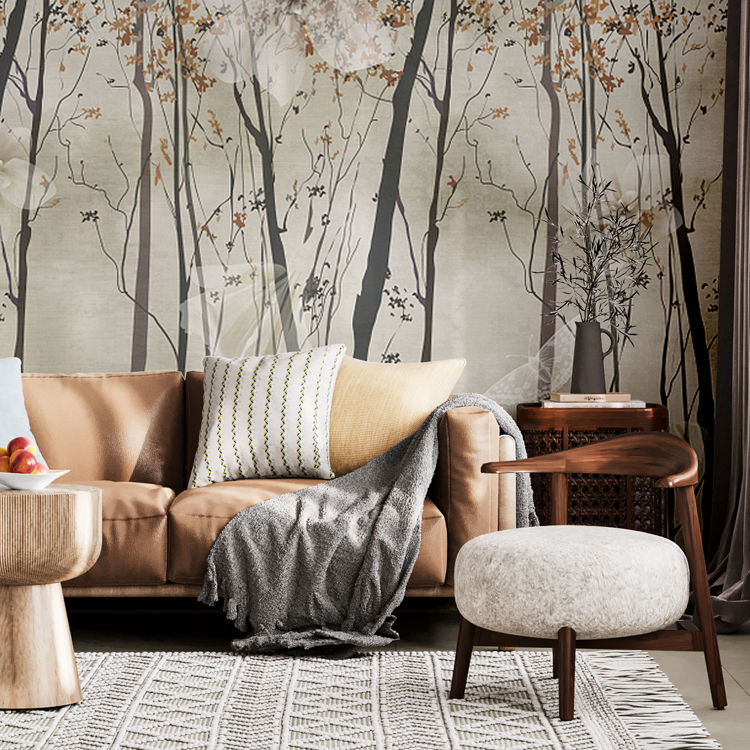Thumbnail: Minimal Trees Wall Mural - Satin Graphic