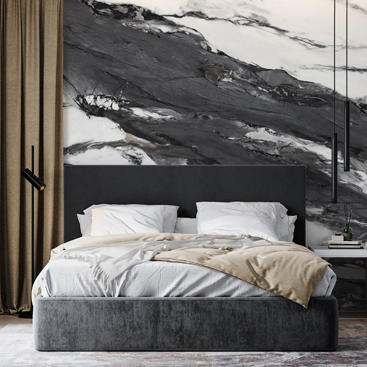 Thumbnail: Black & White Abstract Marble Wall Mural - Satin Graphic