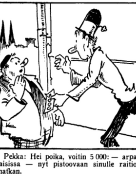 Finnish comic strip character with tall black hat