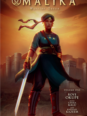 African woman with sword on the cover of graphic novel