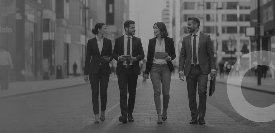 business team che passeggia