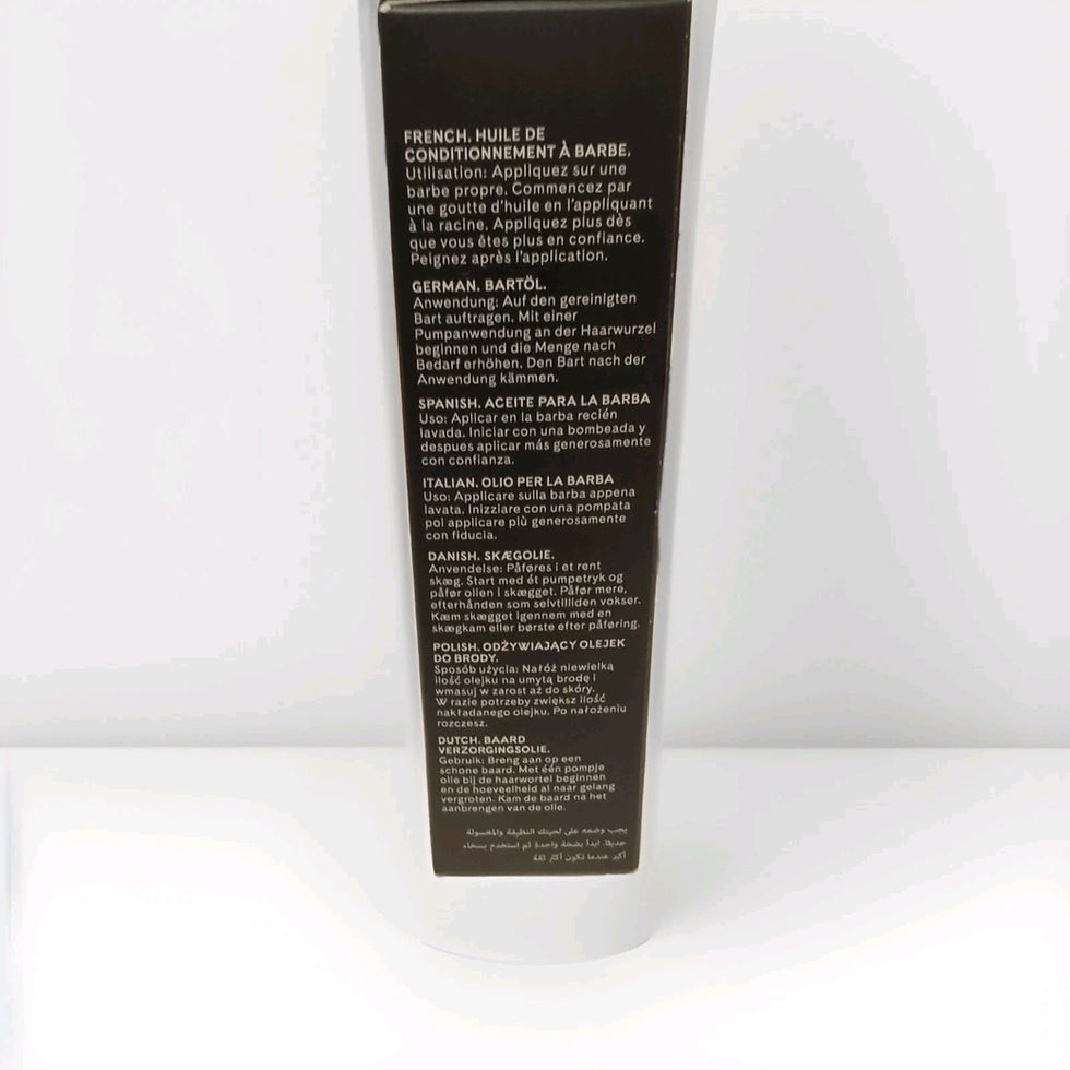 Back label of Percy Nobleman Organic Beard Wash bottle