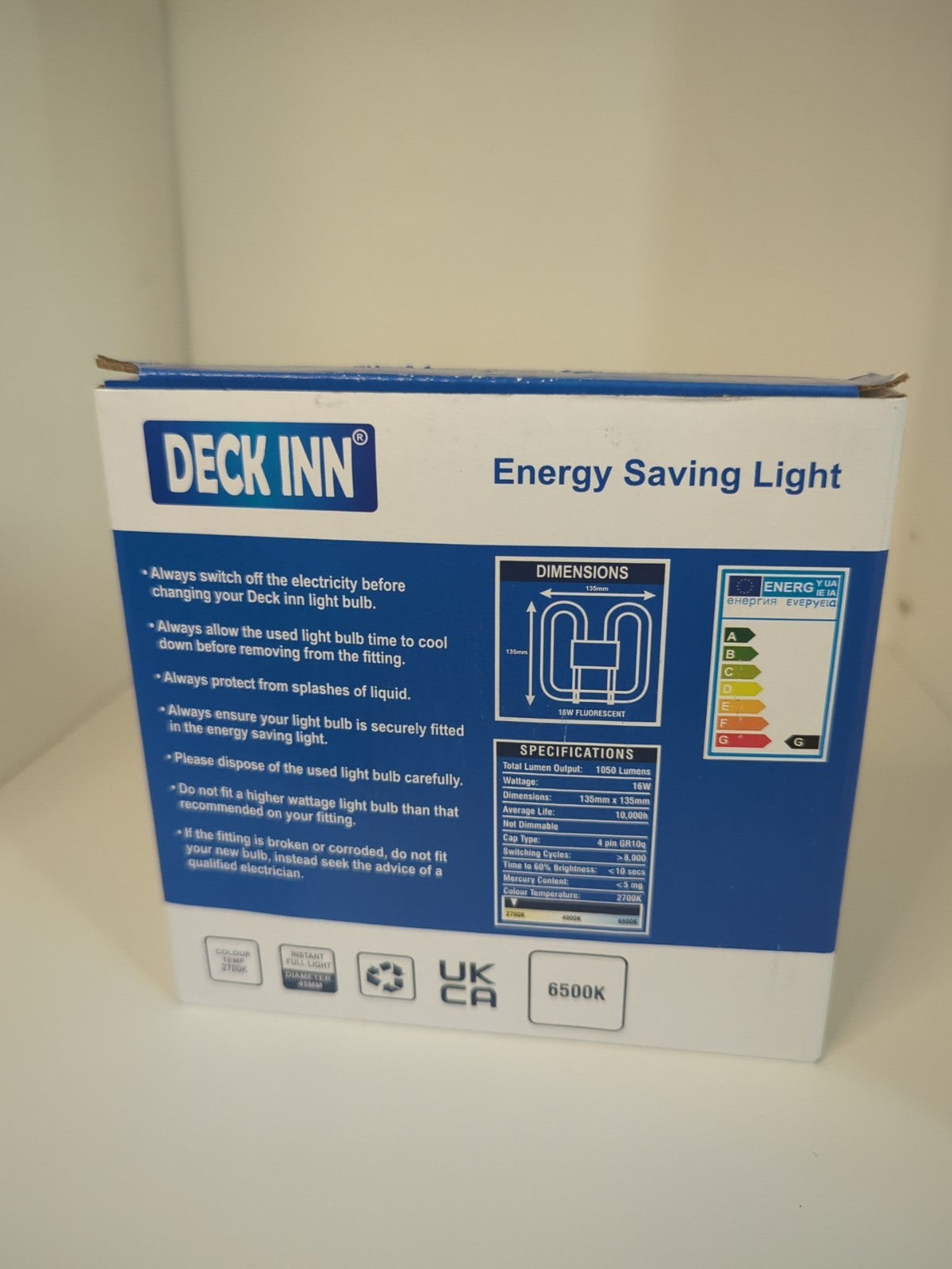 Deck Inn Energy Saving Light 16W 4pin GR10q packaging