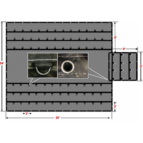 Lumber Tarp 24'W x 25'L w/ Universal Drop End Vango Rolling Tarps