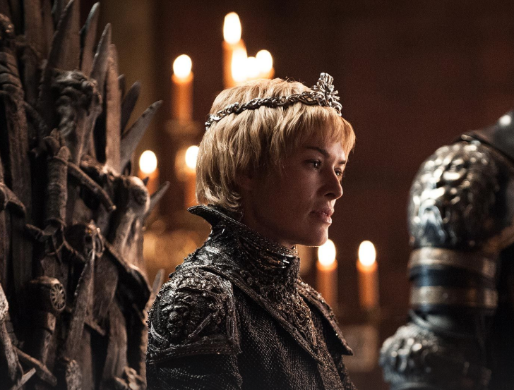 Cersei Lannister sitting on the Iron Throne