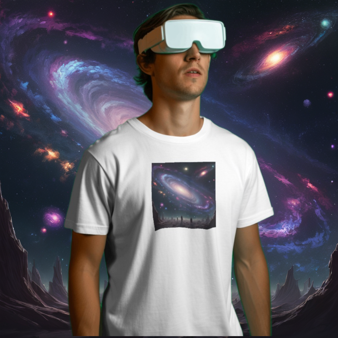 Men's Crew NeckCotton Tee - Galaxy Theme