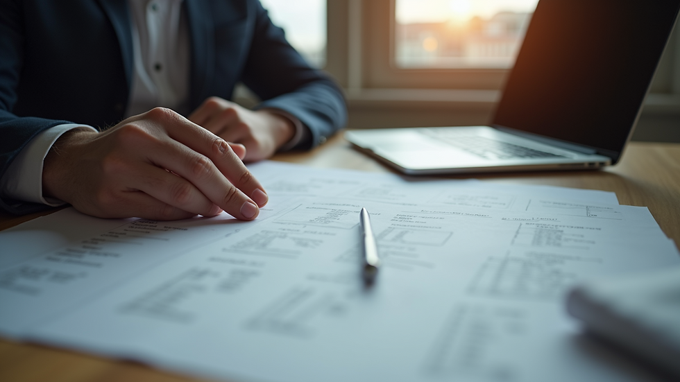 High angle view of a negotiation meeting with legal papers and laptops