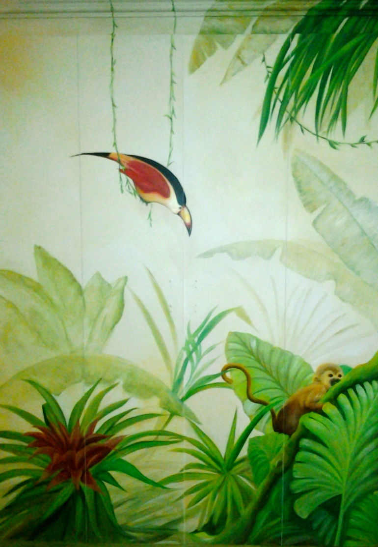 Tropical mural over Murphy bed 2014