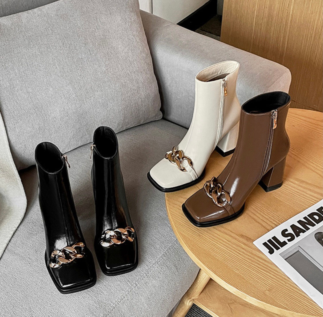 チェーンマーチンショートブーツ 