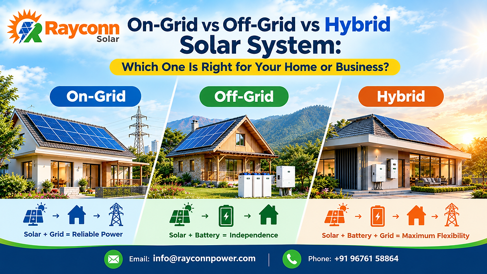 On-Grid vs Off-Grid vs Hybrid Solar System: Which One Is Right for Your Home or Business?