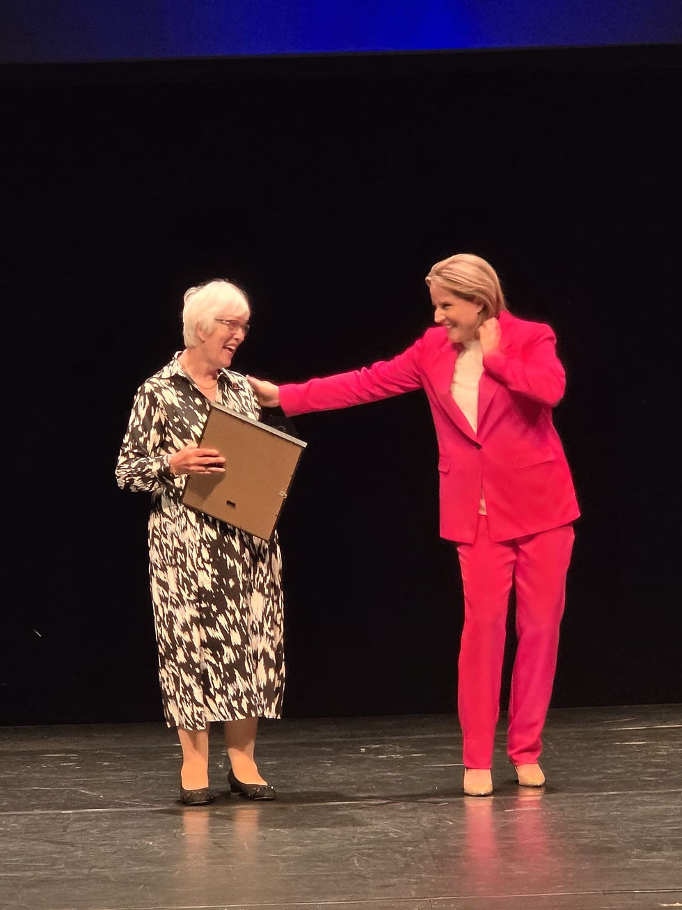 Gerry Cornwell with awards presenter Kathryn Murray