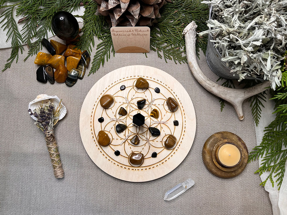 Thumbnail: Radiant & Empowered Goddess of Wellness Crystal Grid Kit